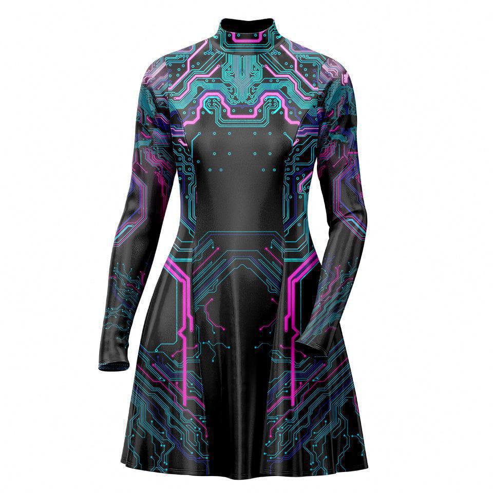Skater Dress XXS Cyber Skater Dress - Limited 535A_LS-MiniDr_XXS_CYBERPNK